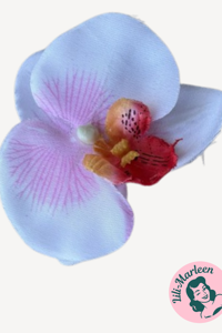 Orkide Hårclips med Krokodillespænde, hvid/lyserød